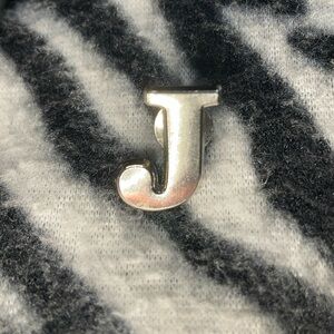 unisex Silver Initial 'J' Brooch Tac Pin Great for J names